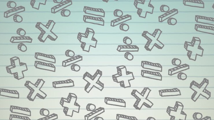 Animation of multiple mathematical symbols floating against white lined paper background