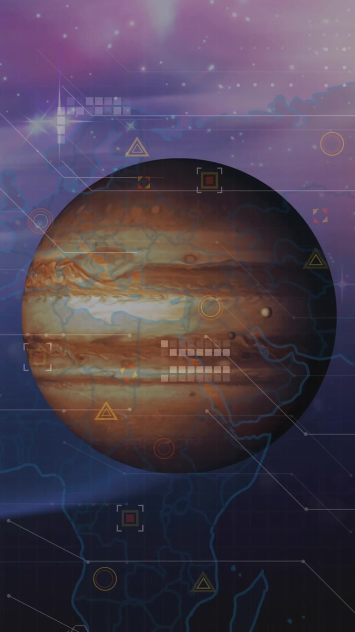 A digitally generated animation of data processing over a world map on a transparent background