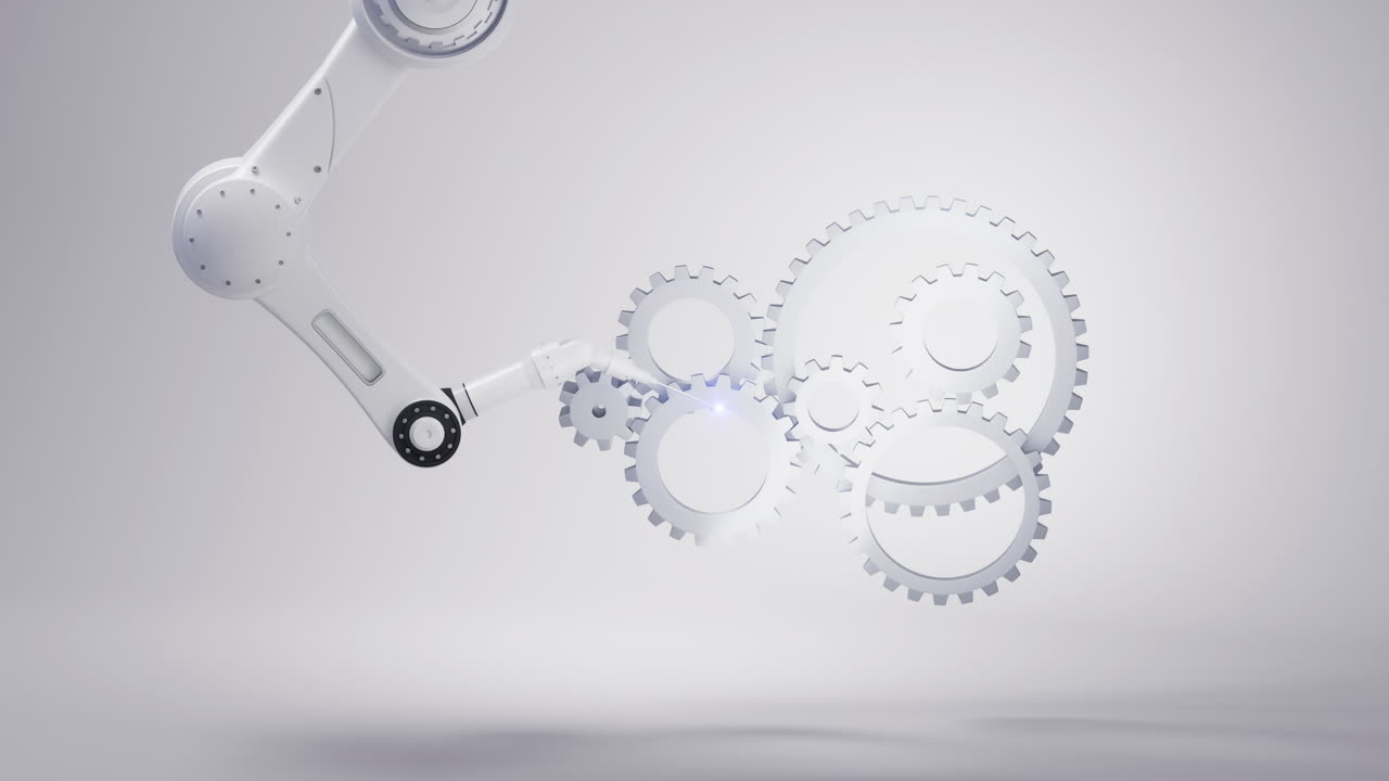 brazo mecánico con fondo blanco, renderización en 3d.