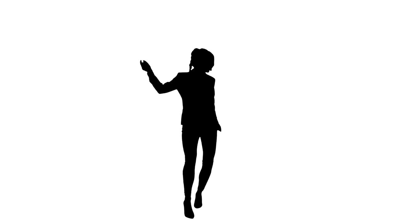 silueta de una hermosa mujer de negocios que te invita a bailar con ella