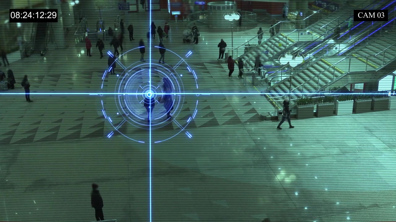 CCTV Surveillance Footage Tracking People in a Public Mall
