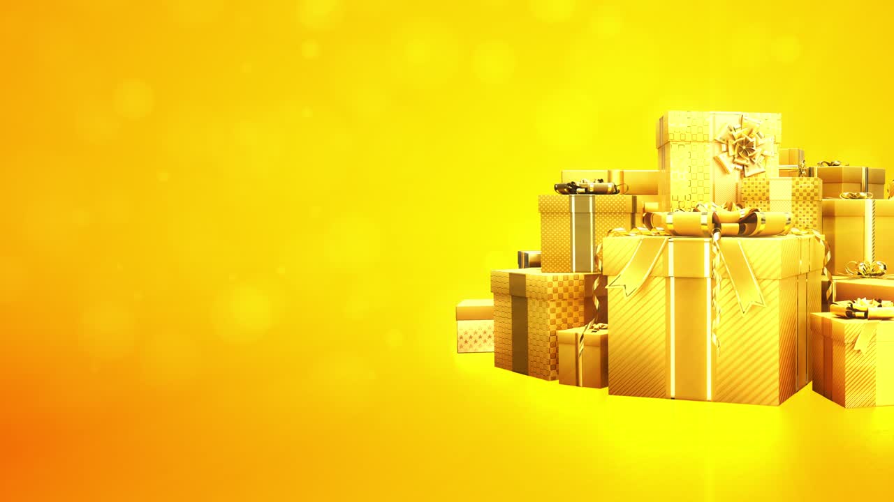 오렌지색 배경 에 있는 블랙 프라이데이 를 위한 황금색 선물 어리