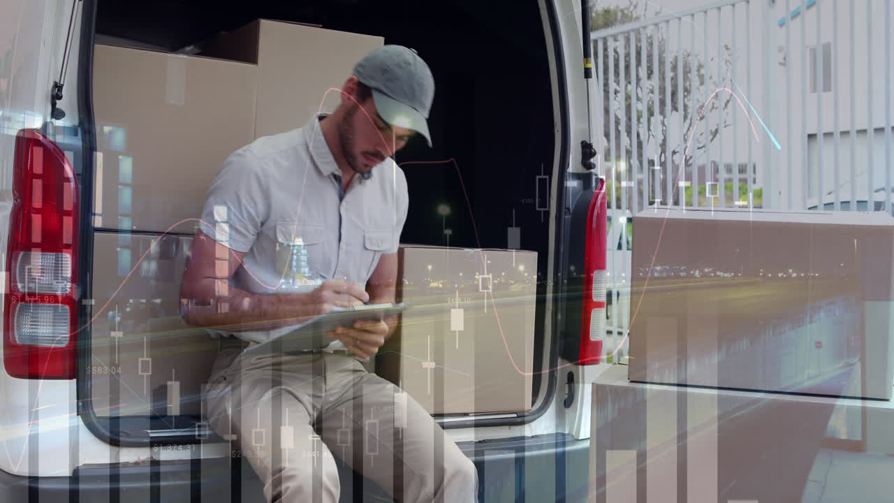 el repartidor comprueba los paquetes 4k