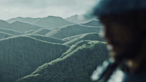 samurai warrior in mountain landscape