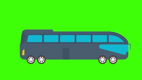 colorful simple animation of a big blue bus isolated on a green screen in 4k