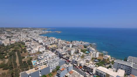 the touristic city hersonissos on crete. aerial shot