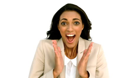 businesswoman clapping with excitement