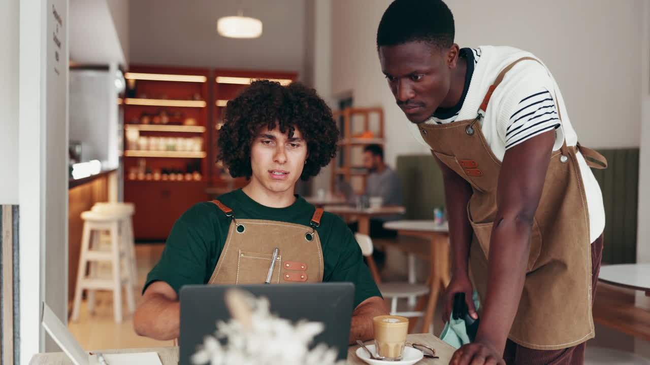 Men interacting in a coffee shop environment