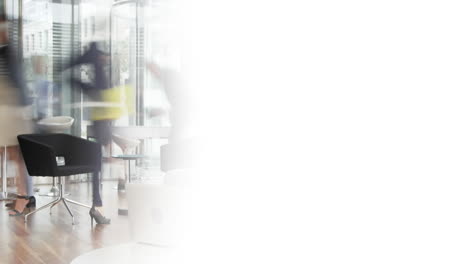 animation of diverse businesspeople in fast motion and copy space