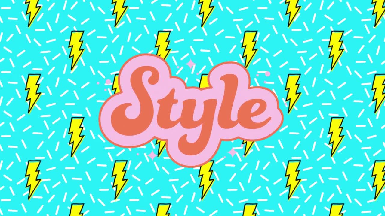 Animation of style text on blue background