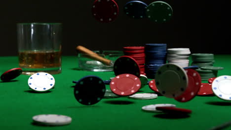 many chips falling on casino table