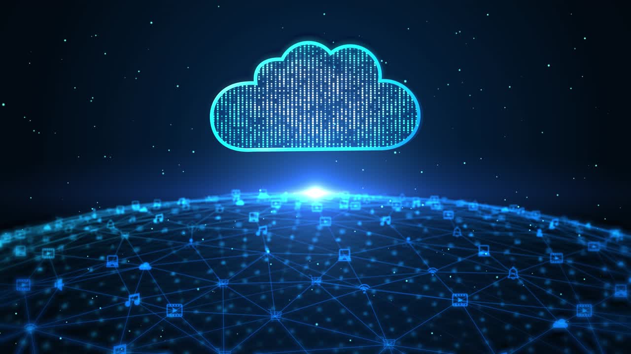 4k loop cloud computing cloud services iot big data analysis cybersecurity background digital data