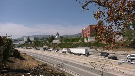 police roll down 101 freeway in los angeles