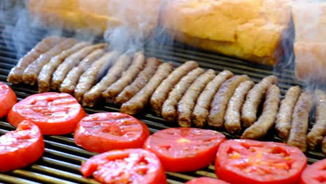 breads, meatballs and tomatoes are fried