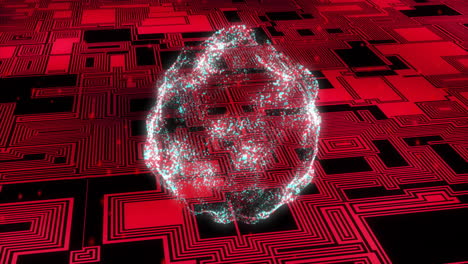 animation of connections and data processing over circuit board