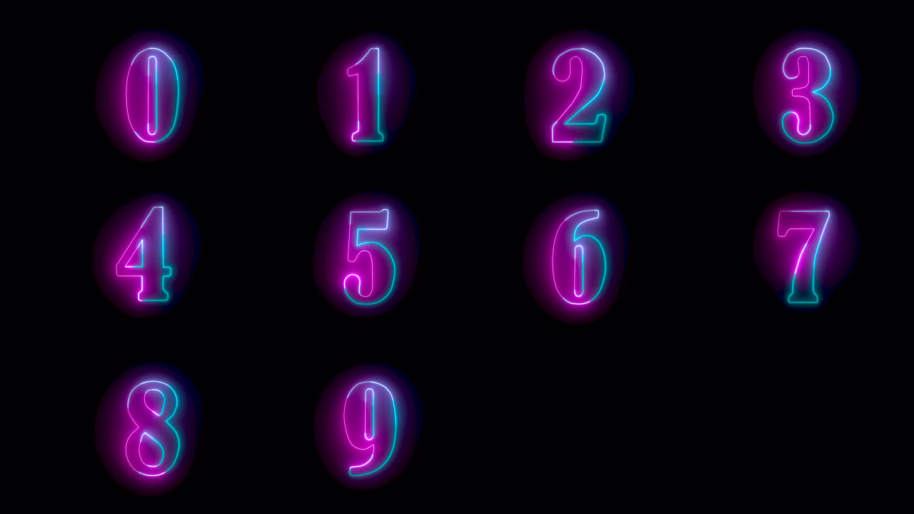 Numbers looping element Retro 80's Neon