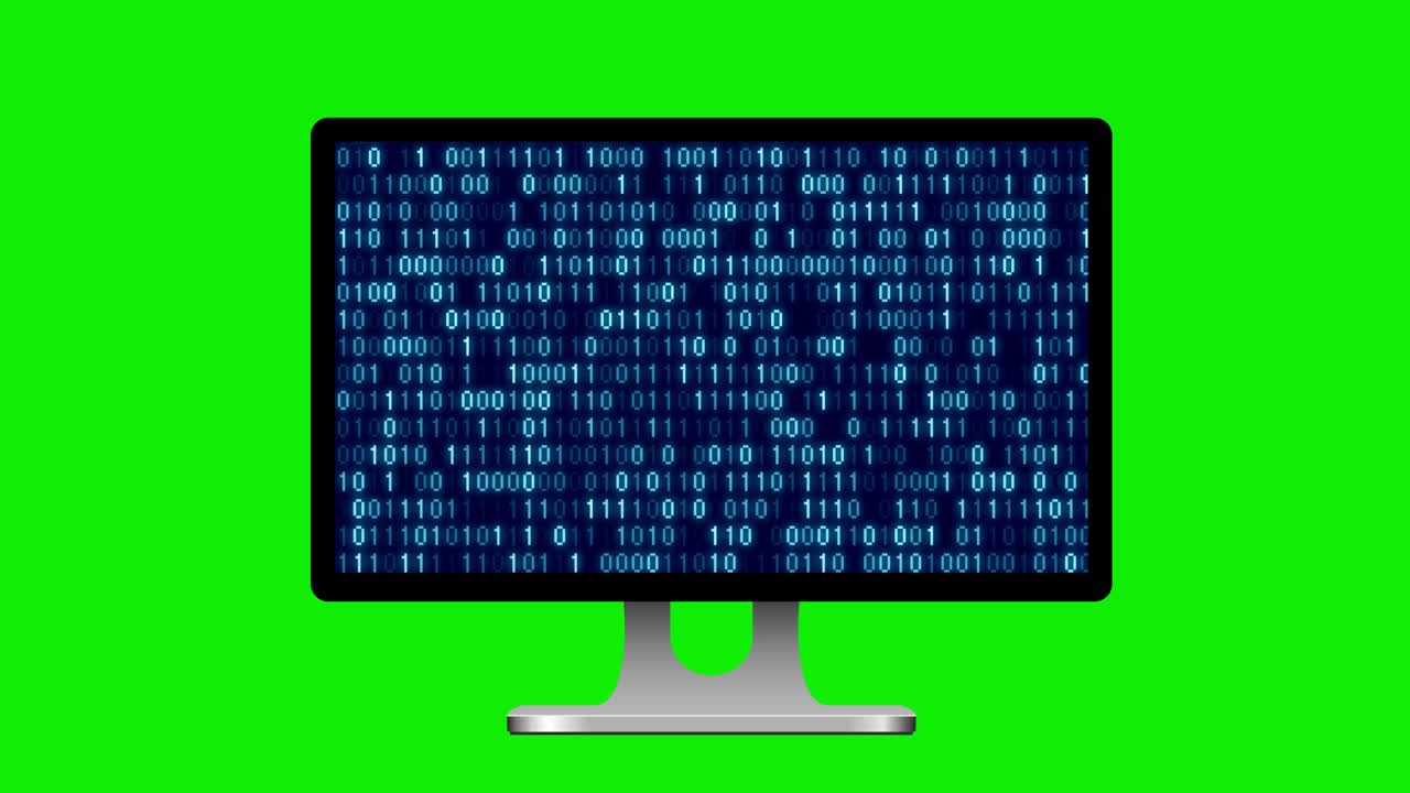 Cyberspace, technology concept animation (4K) | PC monitor ( green background for chroma key use )