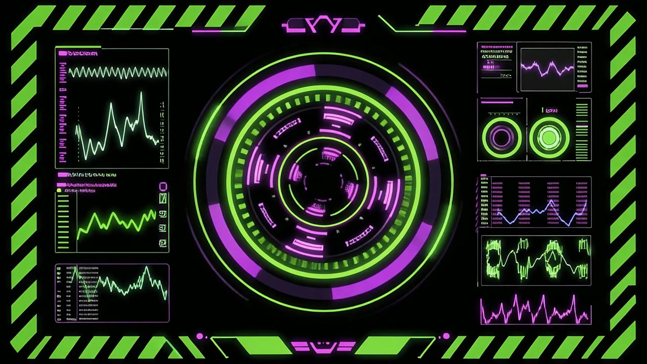 Abstract Futuristic HUD Interface with Data and Scanning Animation
