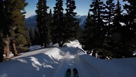 skiing in the mountains