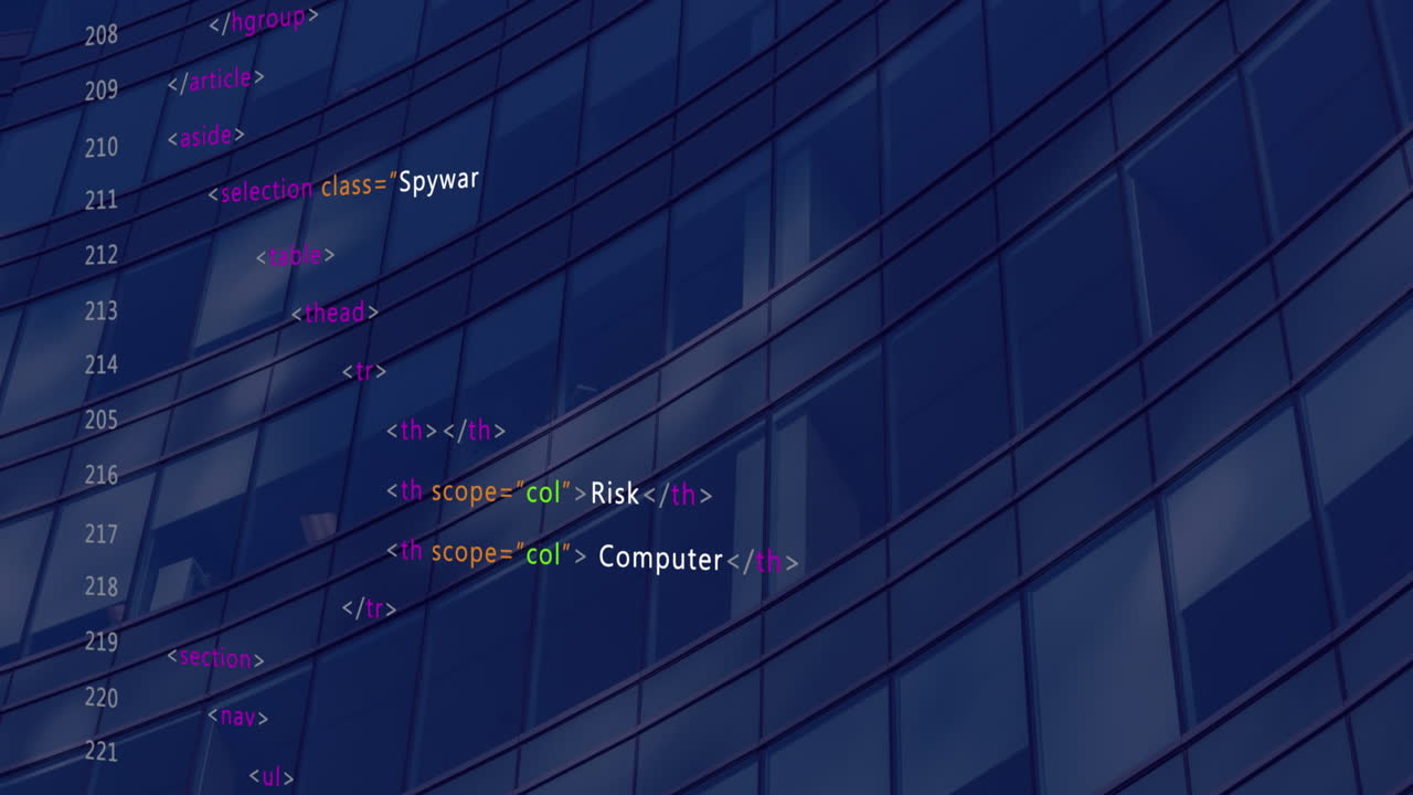 Animation of data processing over building