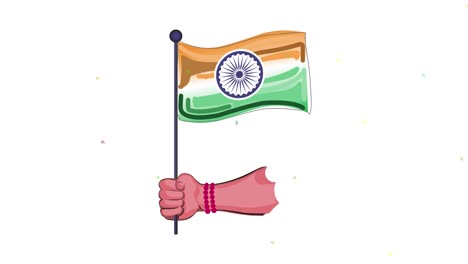 celebrando el día de la independencia de la india y sosteniendo la bandera.