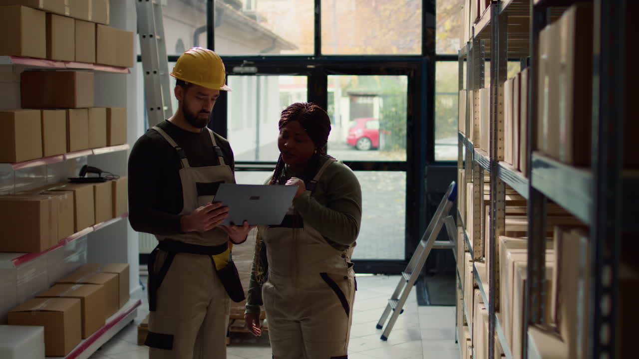 trabajadores del almacén comprobando el inventario