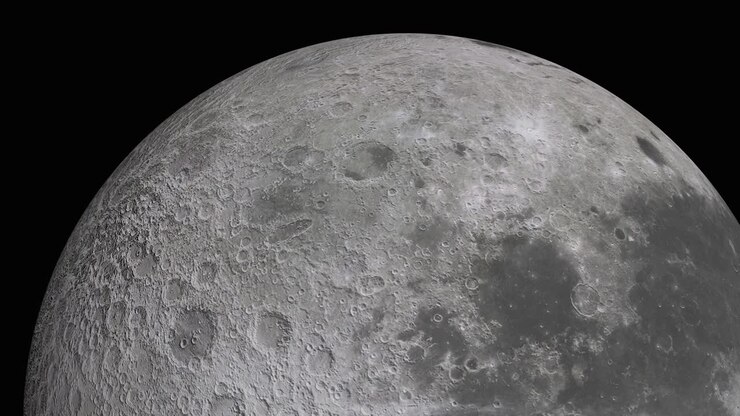 Animação 3D da Lua isolada em fundo preto