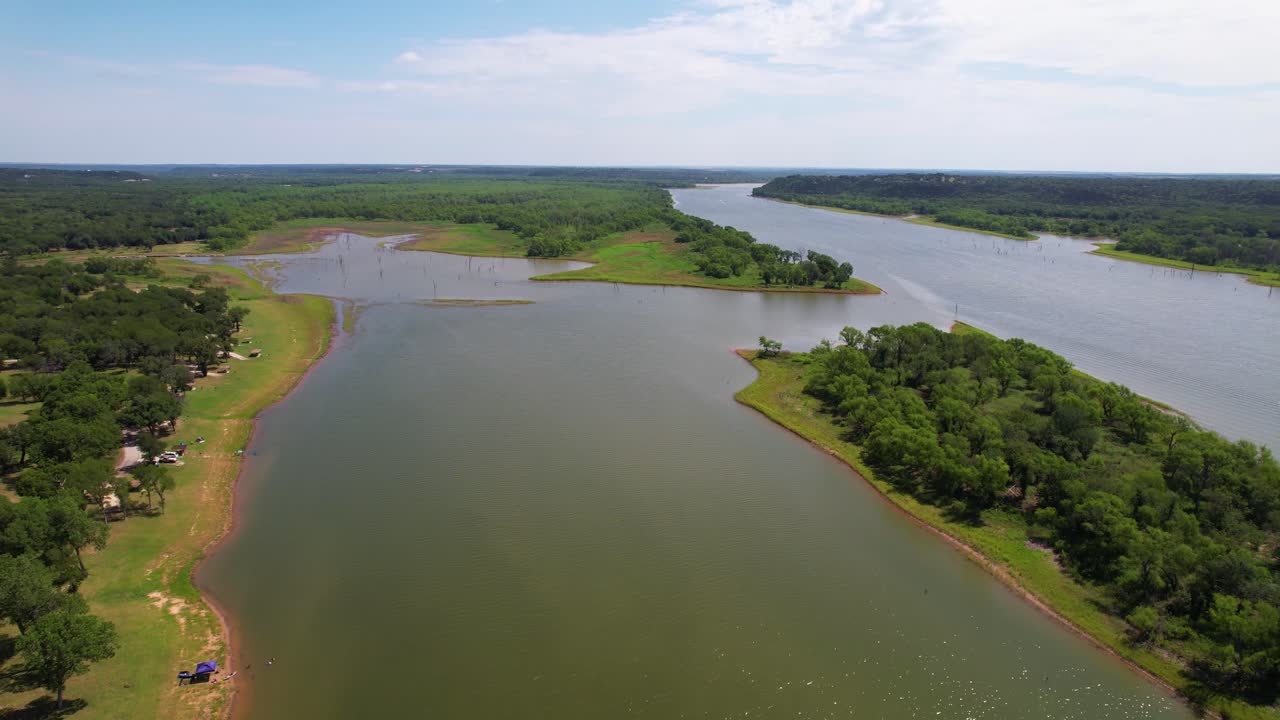 video aéreo del lago whitney en texas
