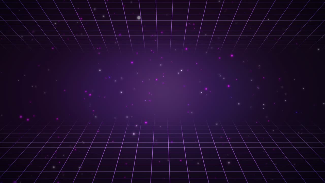 80년대의 미래주의 네온 레이저 그리드 풍경, 디지털 사이버 디자인, 사이버 크 루프 라이브 벽화, 우주에서 박이는 별, 증기파 및 신스파 스타일