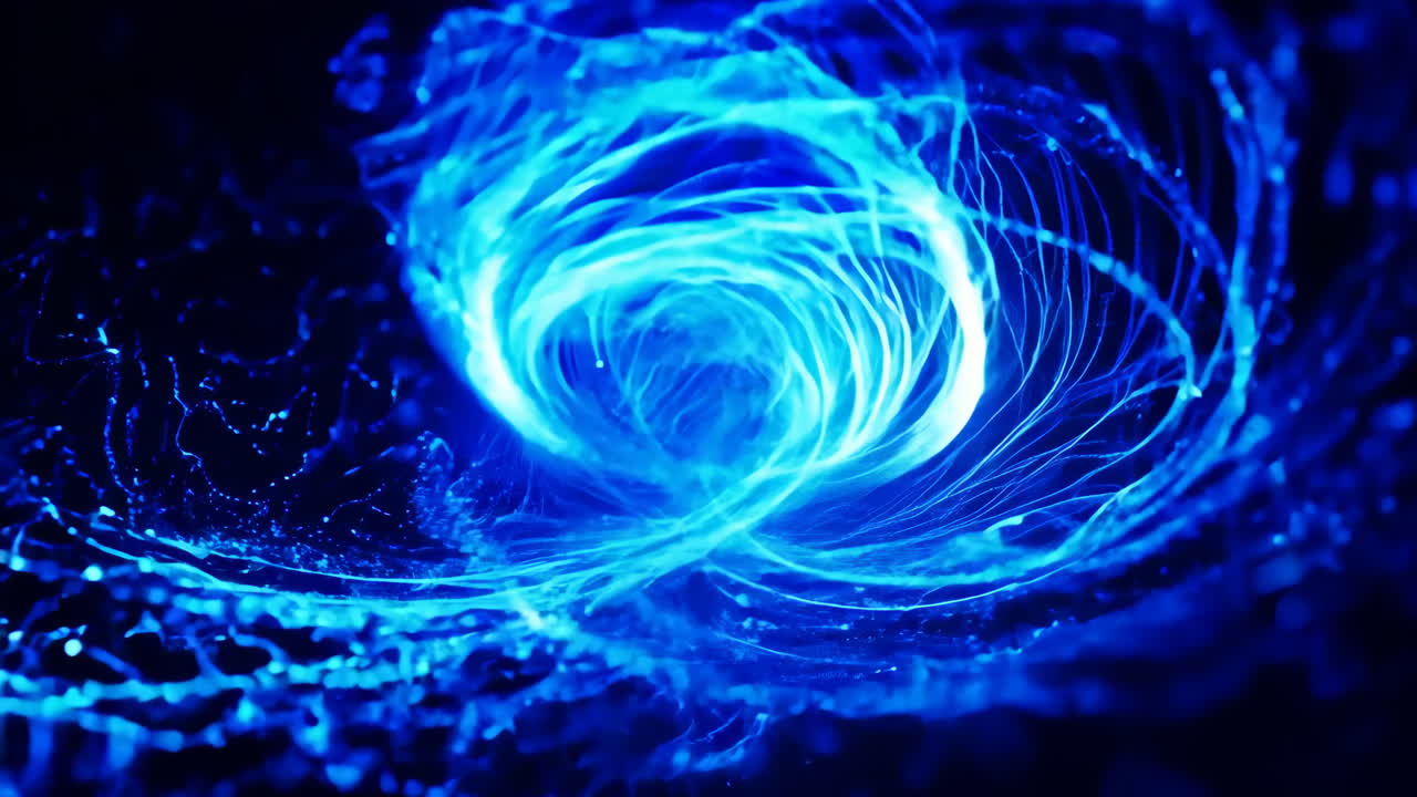 A dark background with a bright blue arrow. The arrow is pointing to the right. The image has a mysterious and intriguing mood