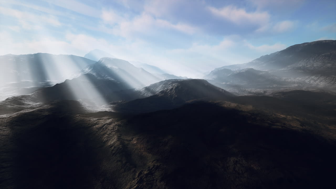 majestuoso paisaje montañoso con rayos de sol