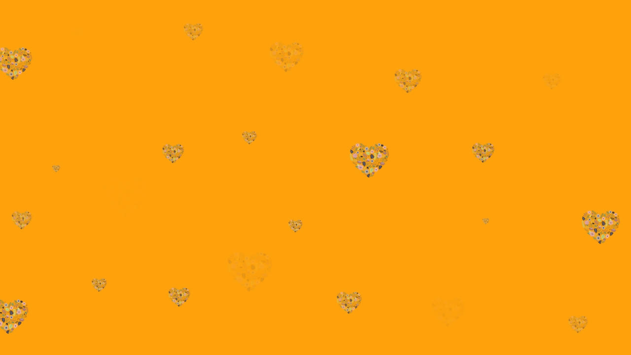 노란색 배경에 나타나는 꽃 마음의 애니메이션