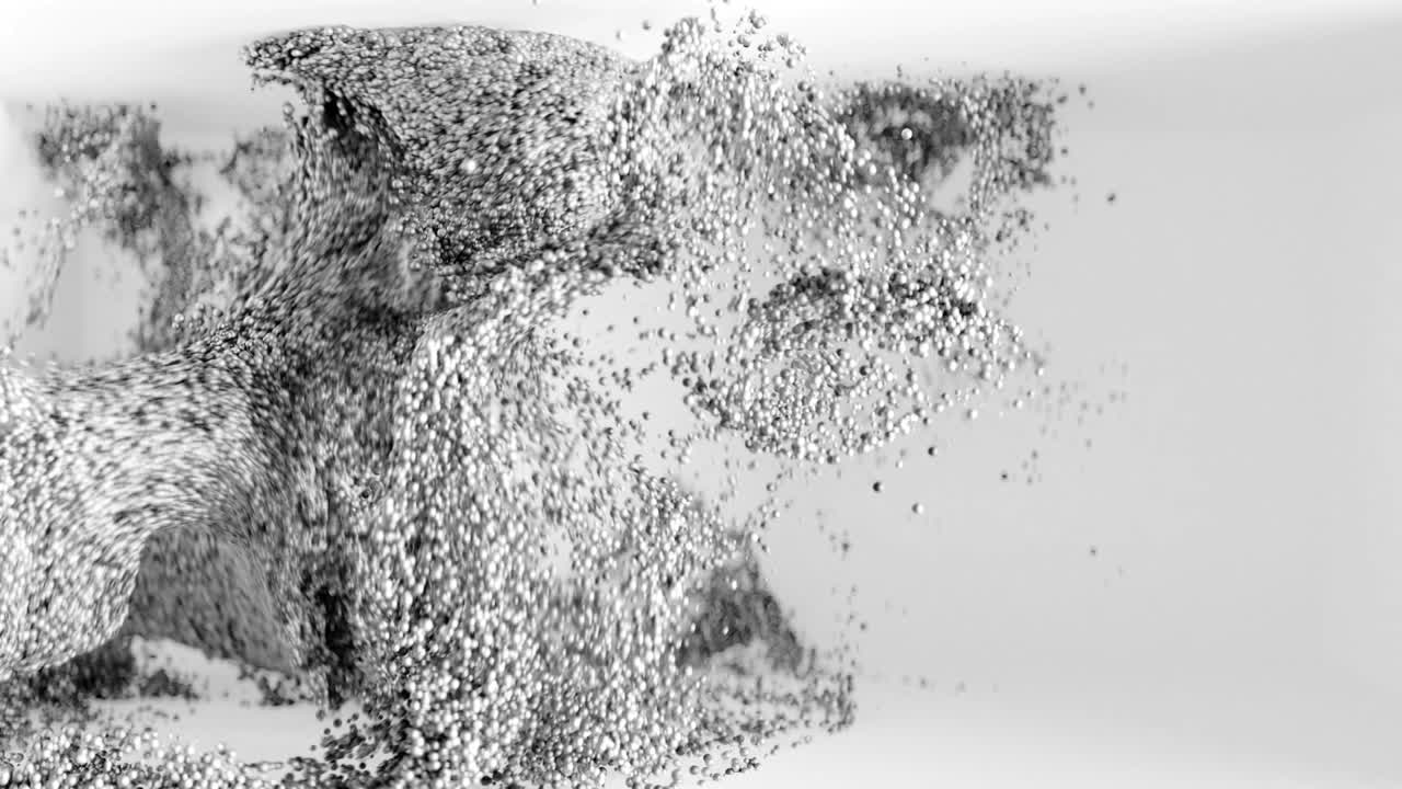 4K Abstract Particle Spheres Fill An Empty Room.