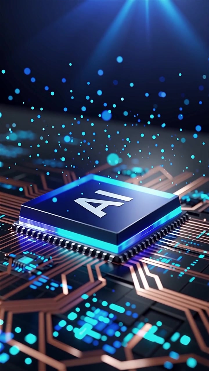 Futuristic AI Chip Motherboard Technology Background