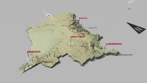 3d terrain map democratic republic of the congo