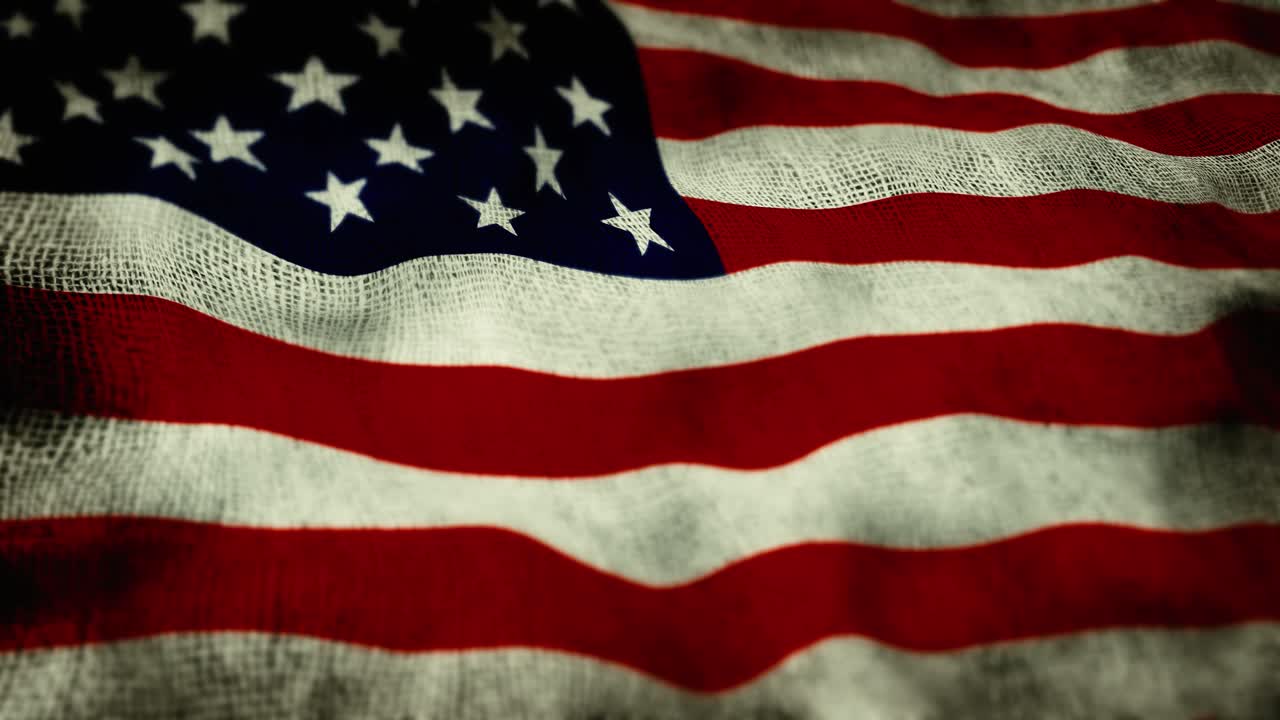 Høykvalitets sømløs loop av det amerikanske flagget som vaier og fyller hele rammen. Ideelt for patriotiske bakgrunner, 4. juli-feiringer og temaer om nasjonal identitet.