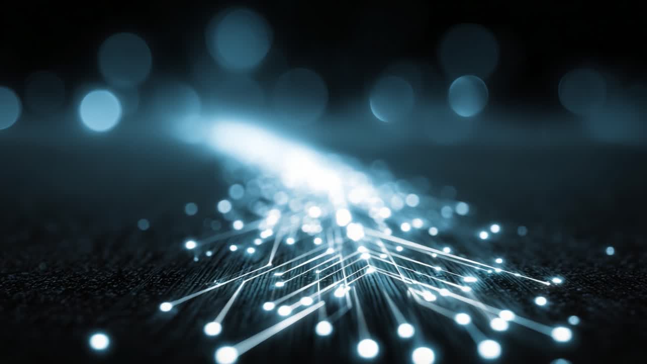 A Stunning Visual Display of Abstract Light Trails and Bokeh Effects, Capturing the Essence of Digital Connectivity and Modern Technology in Motion