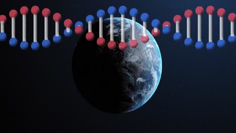 animación de la cadena de adn girando sobre el globo