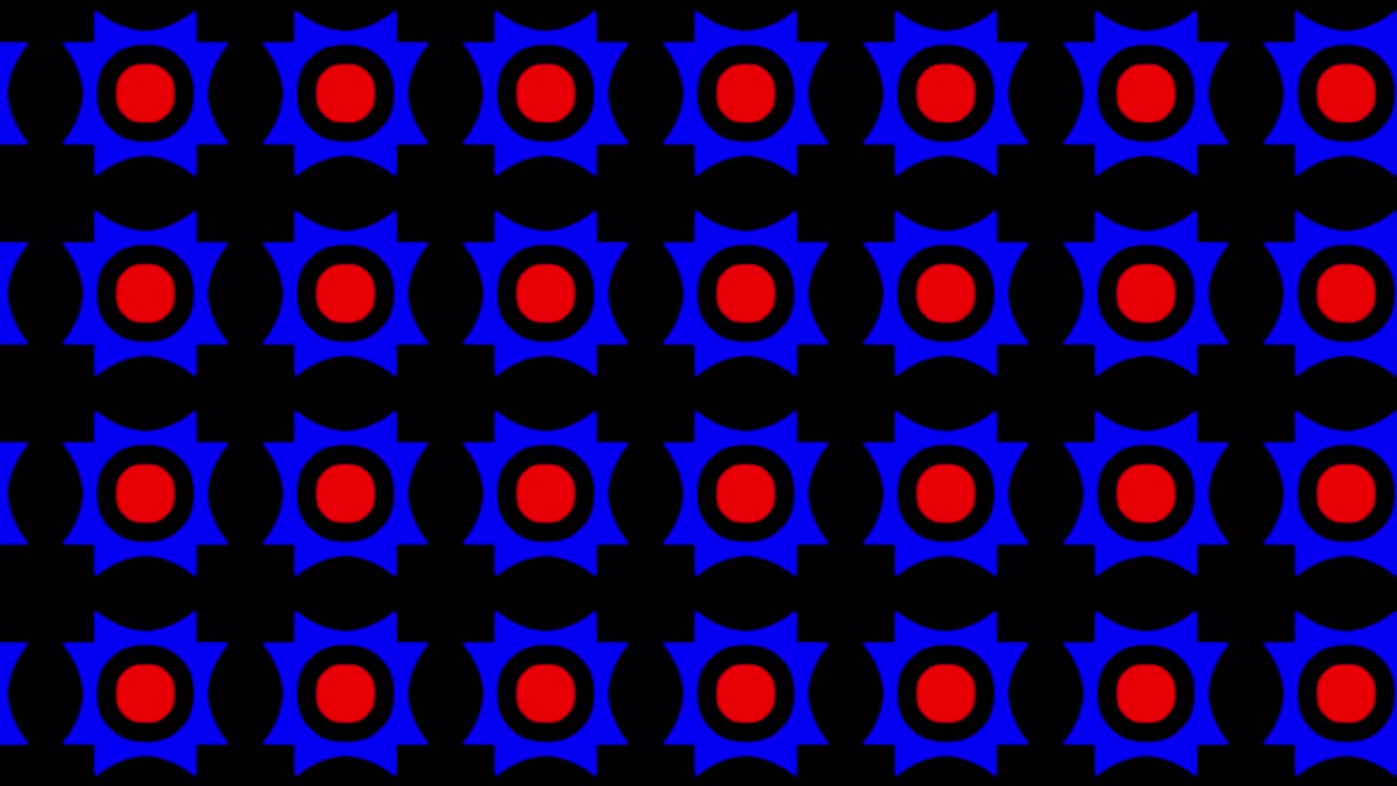 Animação de fundo abstrata, rolando para a direita, com círculos vermelhos em tons de azul e preto.