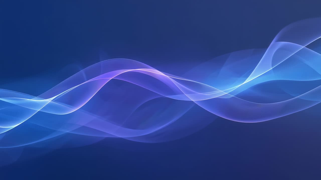 Loop starting, translucent light ribbons shifting on deep blue gradient backdrop, creating motion