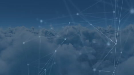 animación de la red de conexiones sobre nubes en segundo plano