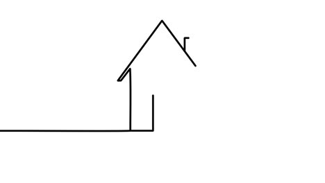 self draw animation house. hand drawn black line animation cottage on white background. self-drawing simple animation. continuous drawing of one line house, 4k footage