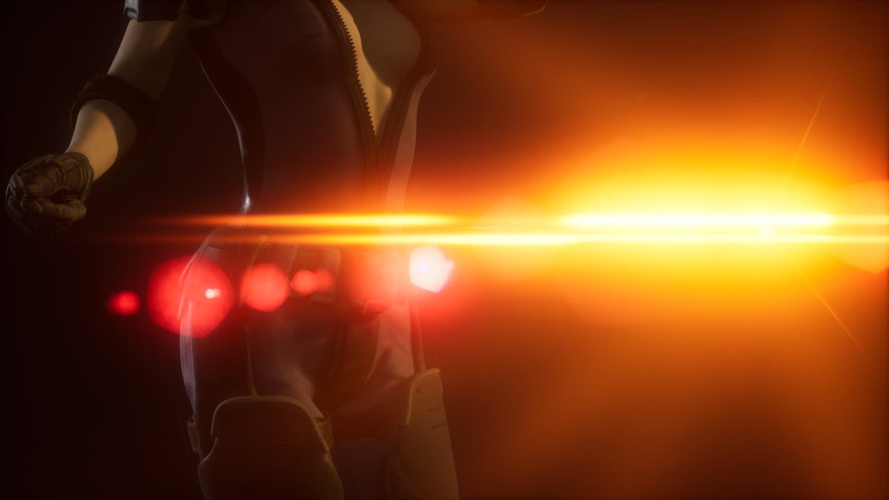 mujer joven cyberpunk, estilo futurista