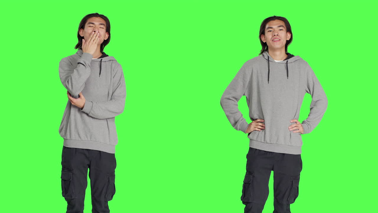 Male model feeling tired and yawning