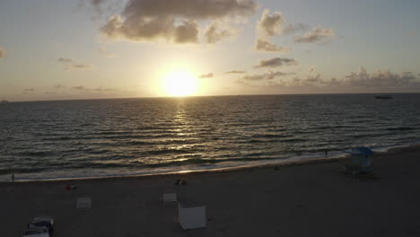 Sunrise over the ocean off the coastline of South Beach, Miami, Florida