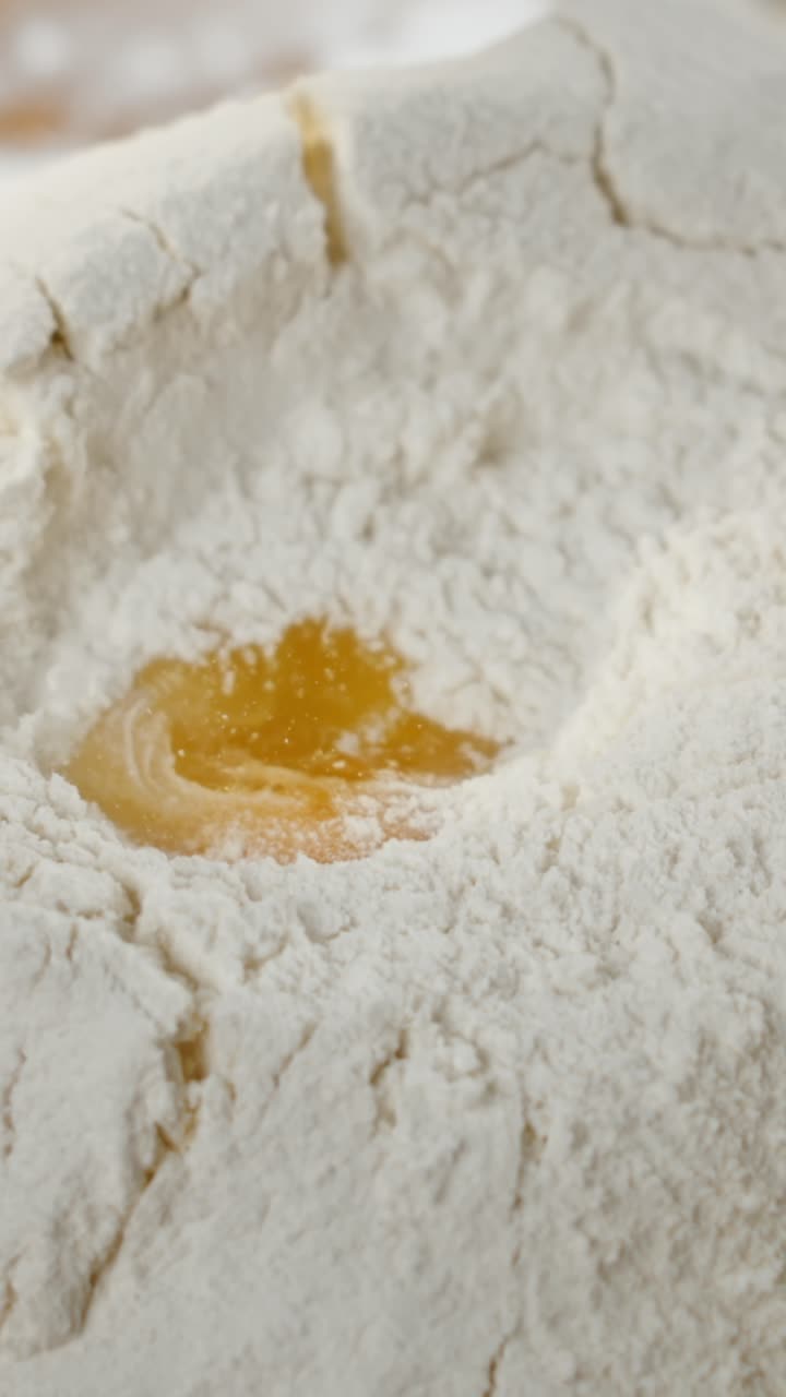 Preparing Dough with Flour and Egg