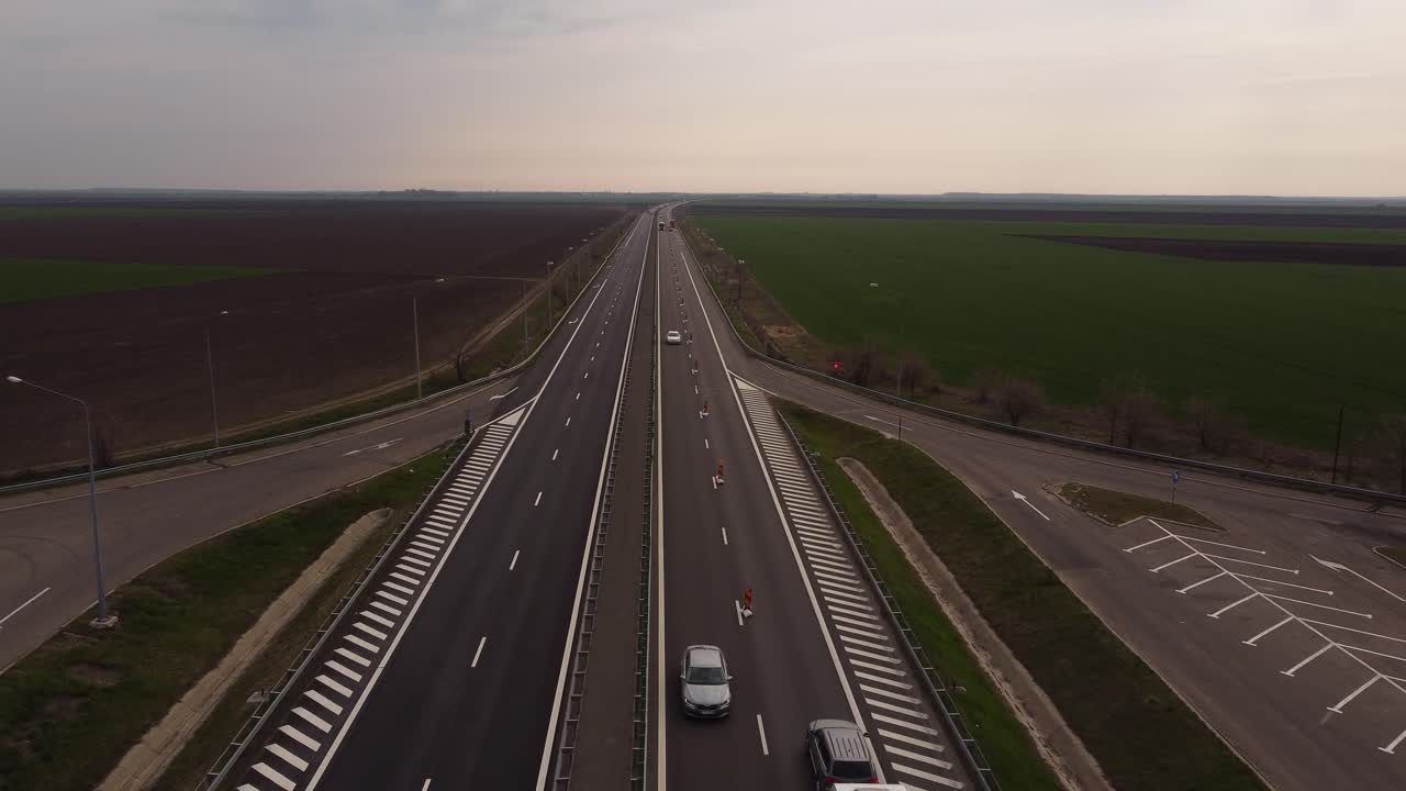 Aerial View Of Restricted Highway Traffic