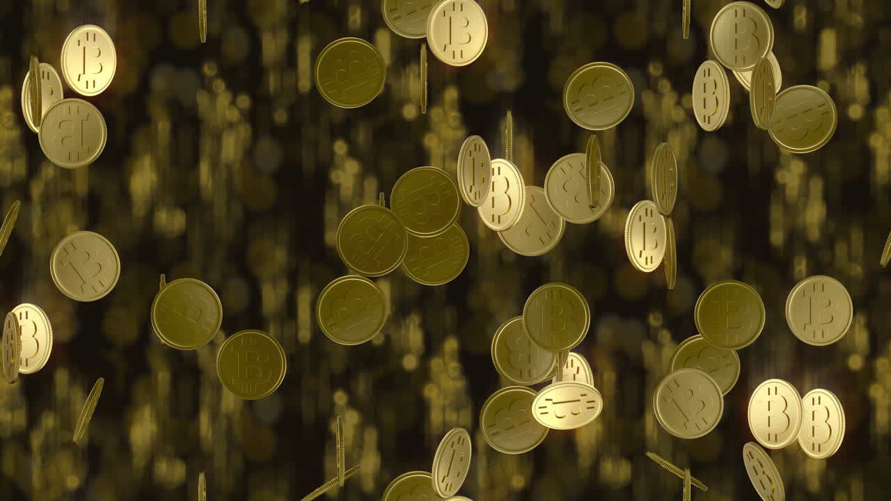 dinero bitcoin fondo bucle azulejos remolino moneda de oro