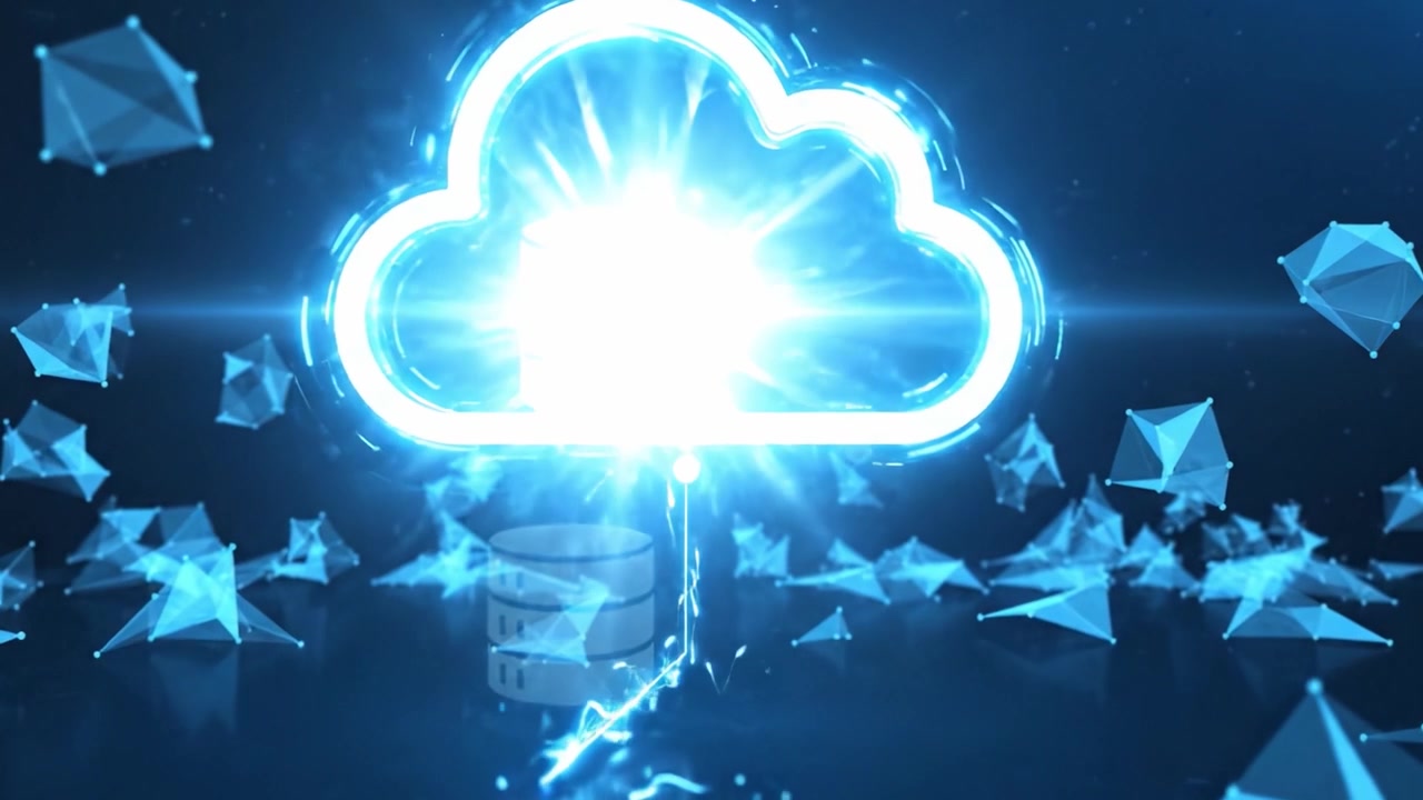 Digital Transformation: Exploring Cloud Computing with 3D Visuals of Data Storage and Network Connectivity in a Modern Tech Environment