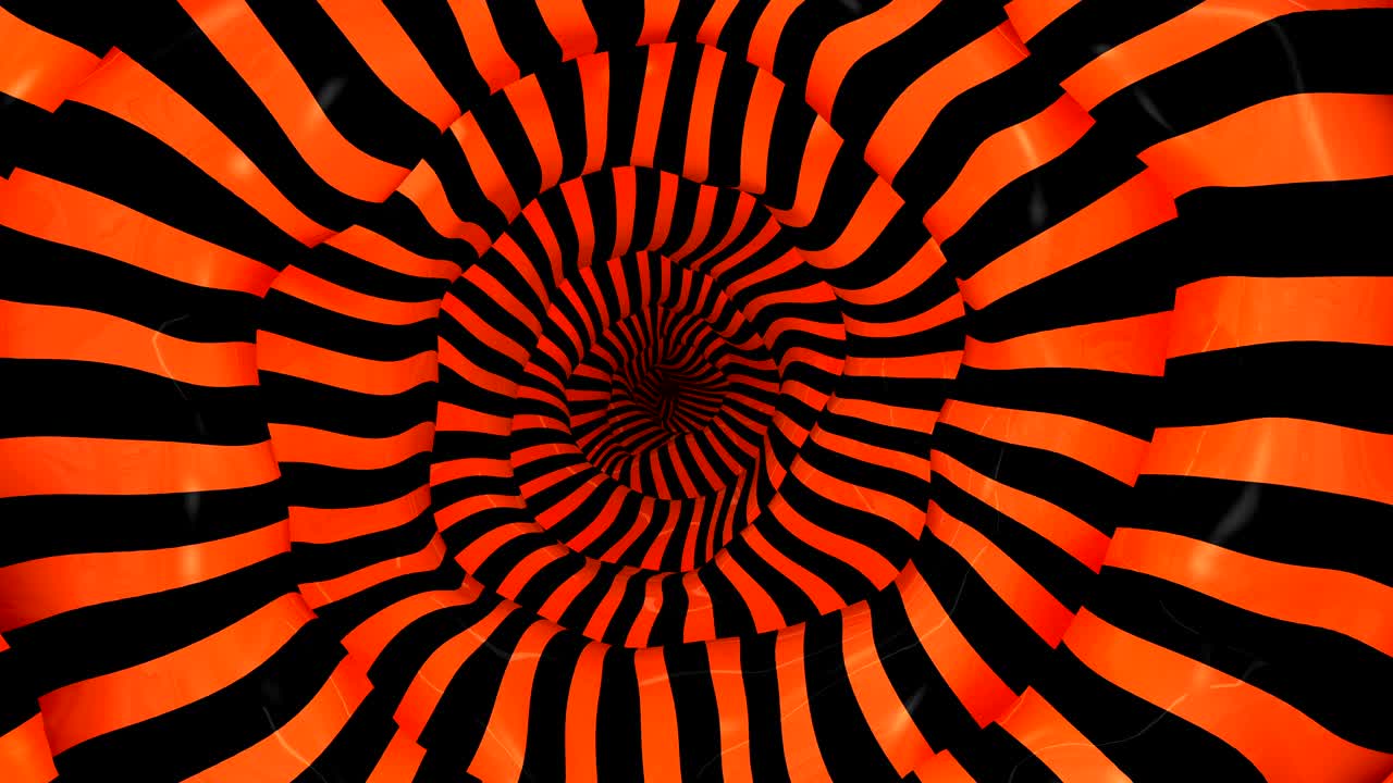 Orange og sort reflekterende, roterende spiralrør, ti sekunders loop